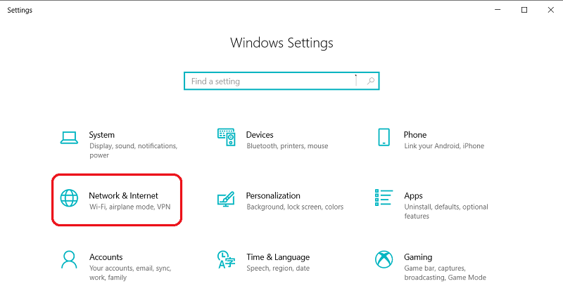 تنظیمات اینترنت در ویندوز