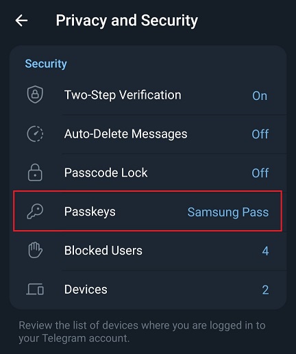 Passkey فعالسازی